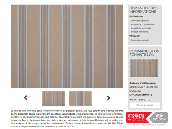 Toiles Dickson pour stores banne coffre - La Fermeture Parisienne - Paris