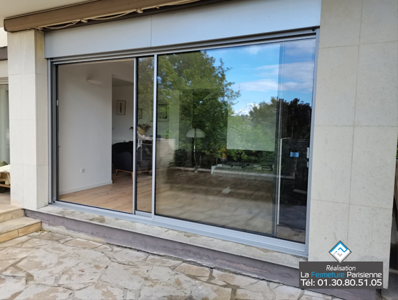 Porte fenêtre coulissante aluminium Technal - Yvelines - La Fermeture Parisienne - Expert Rénovateur Kline 78