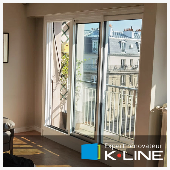 Coulissant en aluminium KLINE copropriété Paris 11ème - La Fermeture Parisienne